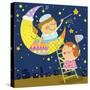 The Image of Children Playing with Moon and Star-TongRo-Stretched Canvas