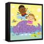 The Image of Children Playing with Purple Colored Whale-TongRo-Framed Stretched Canvas