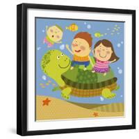 The Image of Children Playing with Sea Creature-TongRo-Framed Giclee Print