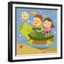 The Image of Children Playing with Sea Creature-TongRo-Framed Giclee Print