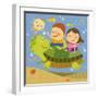 The Image of Children Playing with Sea Creature-TongRo-Framed Giclee Print