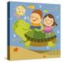 The Image of Children Playing with Sea Creature-TongRo-Stretched Canvas