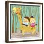 The Image of Children Riding on the Giraffe-TongRo-Framed Giclee Print