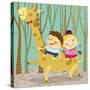 The Image of Children Riding on the Giraffe-TongRo-Stretched Canvas