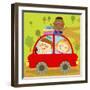 The Image of Children Riding on the Red Car-TongRo-Framed Premium Giclee Print