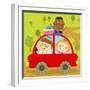 The Image of Children Riding on the Red Car-TongRo-Framed Premium Giclee Print