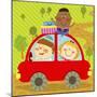 The Image of Children Riding on the Red Car-TongRo-Mounted Premium Giclee Print