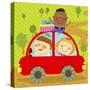 The Image of Children Riding on the Red Car-TongRo-Stretched Canvas