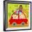 The Image of Children Riding on the Red Car-TongRo-Framed Giclee Print