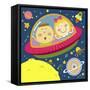 The Image of Children Riding on the Spaceship-TongRo-Framed Stretched Canvas