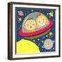 The Image of Children Riding on the Spaceship-TongRo-Framed Giclee Print