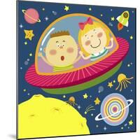 The Image of Children Riding on the Spaceship-TongRo-Mounted Giclee Print