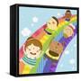 The Image of Children Sliding on the Rainbow-TongRo-Framed Stretched Canvas