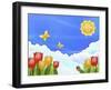 The Image of Smiling Sun, Butterfly, Tulip, and Blue Sky-TongRo-Framed Giclee Print