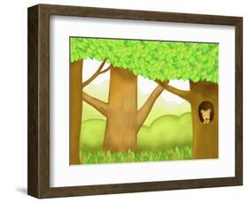 The Image of Squirrel in the Trunk of Tree-TongRo-Framed Giclee Print