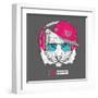 The Image of the Tiger in the Glasses, Headphones and in Hip-Hop Hat. Vector Illustration.-Sunny Whale-Framed Art Print