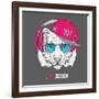 The Image of the Tiger in the Glasses, Headphones and in Hip-Hop Hat. Vector Illustration.-Sunny Whale-Framed Art Print