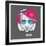 The Image of the Tiger in the Glasses, Headphones and in Hip-Hop Hat. Vector Illustration.-Sunny Whale-Framed Art Print