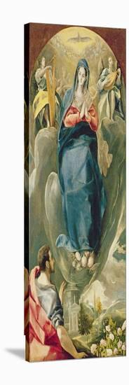 The Immaculate Conception Contemplated by St. John the Evangelist (Oil on Panel)-El Greco-Stretched Canvas