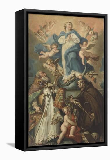 The Immaculate Conception with Saints Francis and Biagio-Gregorio Lazzarini-Framed Stretched Canvas