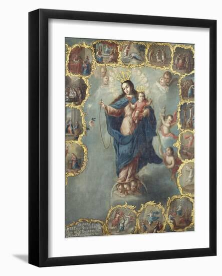 The Immaculate Conception with the Fifteen Mysteries of the Rosary-Miguel Cabrera-Framed Giclee Print