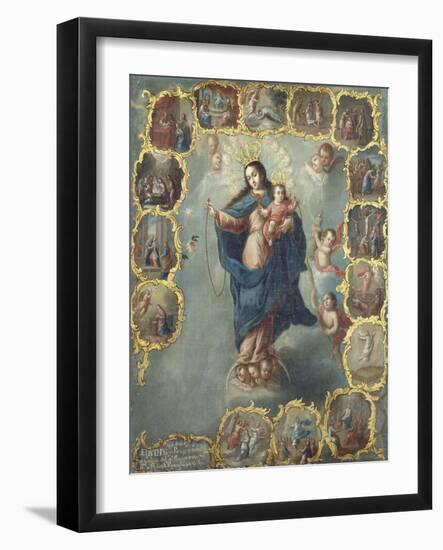 The Immaculate Conception with the Fifteen Mysteries of the Rosary-Miguel Umkreis Cabrera-Framed Giclee Print