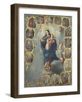 The Immaculate Conception with the Fifteen Mysteries of the Rosary-Miguel Cabrera-Framed Giclee Print