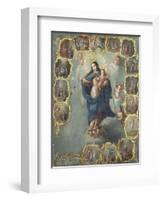 The Immaculate Conception with the Fifteen Mysteries of the Rosary-Miguel Cabrera-Framed Giclee Print