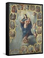 The Immaculate Conception with the Fifteen Mysteries of the Rosary-Miguel Cabrera-Framed Stretched Canvas