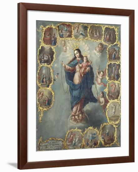 The Immaculate Conception with the Fifteen Mysteries of the Rosary-Miguel Cabrera-Framed Giclee Print