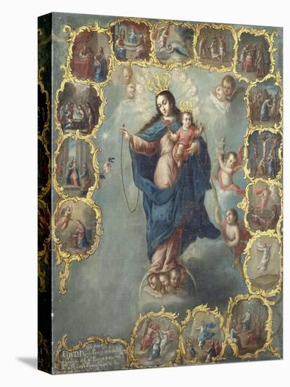 The Immaculate Conception with the Fifteen Mysteries of the Rosary-Miguel Cabrera-Stretched Canvas