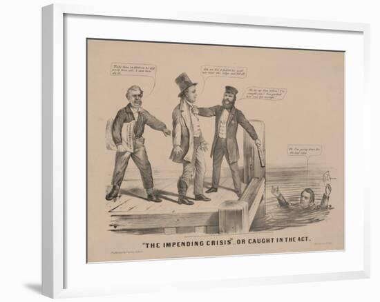 "The impending crisis" Or caught in the act, 1860-N. and Ives, J.M. Currier-Framed Giclee Print