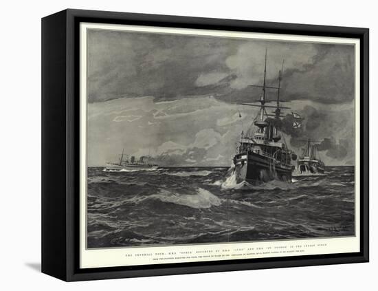 The Imperial Tour, H M S Ophir, Escorted by H M S Juno and H M S St George, in the Indian Ocean-Eduardo de Martino-Framed Stretched Canvas