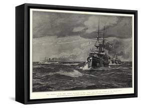 The Imperial Tour, H M S Ophir, Escorted by H M S Juno and H M S St George, in the Indian Ocean-Eduardo de Martino-Framed Stretched Canvas