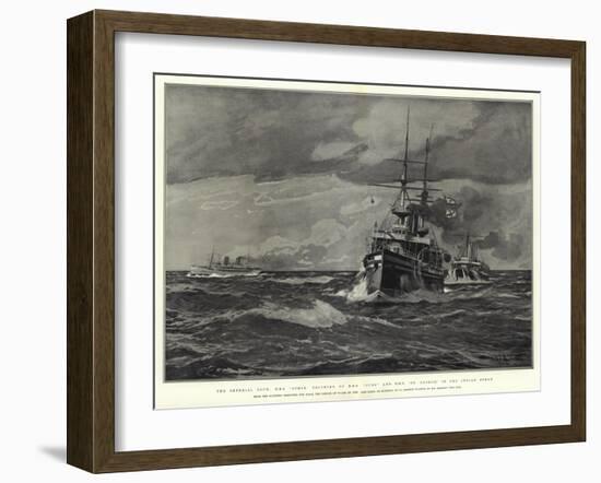 The Imperial Tour, H M S Ophir, Escorted by H M S Juno and H M S St George, in the Indian Ocean-Eduardo de Martino-Framed Giclee Print