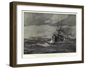 The Imperial Tour, H M S Ophir, Escorted by H M S Juno and H M S St George, in the Indian Ocean-Eduardo de Martino-Framed Giclee Print