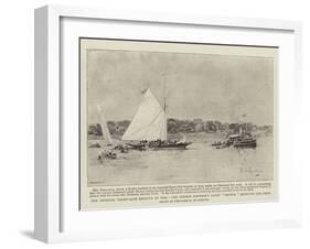 The Imperial Yacht-Club Regatta at Kiel, the German Emperor's Yacht Meteor Receiving the Prize-Eduardo de Martino-Framed Giclee Print
