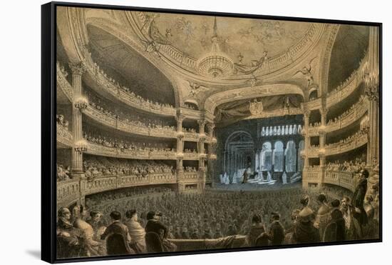 The Imperiale Academy of Music, theatre of the Opera, during a performance of Robert le Diable-Louis Jules Arnout-Framed Stretched Canvas
