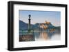 The Imposing La Rocca Fortress Viewd from Arona at Sunset, Lake Maggiore, Piedmont, Italy-Doug Pearson-Framed Photographic Print