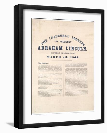 The Inaugural Address of President Abraham Lincoln Delivered at the National Capitol, 4th March…-null-Framed Giclee Print