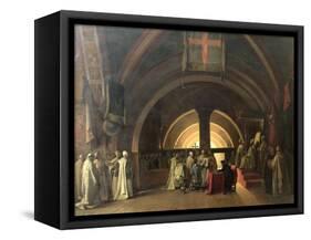 The Inauguration of Jacques de Molay into the Order of Knights Templar in 1295-Francois-Marius Granet-Framed Stretched Canvas