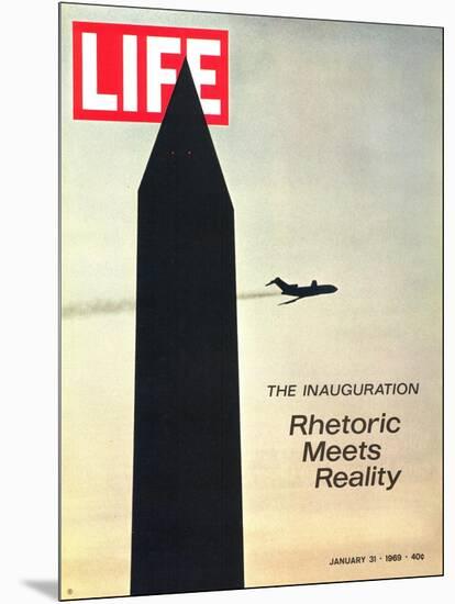 The Inauguration: Rhetoric Meets Reality, Washington Monument and Plane, January 31, 1969-George Silk-Mounted Photographic Print