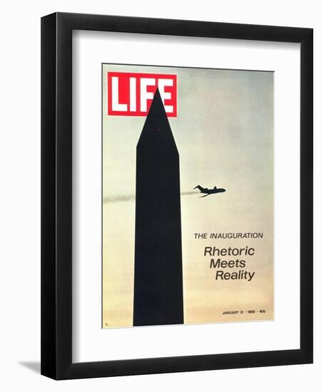 The Inauguration: Rhetoric Meets Reality, Washington Monument and Plane, January 31, 1969-George Silk-Framed Photographic Print