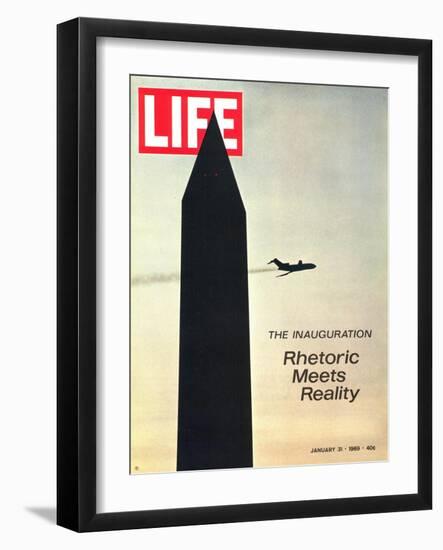 The Inauguration: Rhetoric Meets Reality, Washington Monument and Plane, January 31, 1969-George Silk-Framed Photographic Print