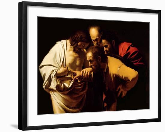 The Incredulity of St. Thomas, 1602-03-Caravaggio-Framed Premium Giclee Print