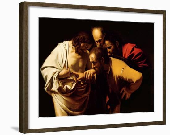 The Incredulity of St. Thomas, 1602-03-Caravaggio-Framed Giclee Print