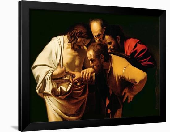 The Incredulity of St. Thomas, 1602-03-Caravaggio-Framed Giclee Print