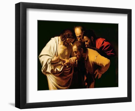The Incredulity of St. Thomas, 1602-03-Caravaggio-Framed Premium Giclee Print