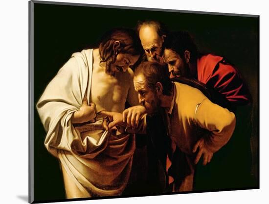 The Incredulity of St. Thomas, 1602-03-Caravaggio-Mounted Premium Giclee Print