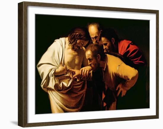 The Incredulity of St. Thomas, 1602-03-Caravaggio-Framed Giclee Print